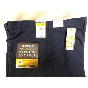 mens HAGGAR ‎ PREMIUM COMFORT DRESS PANTS, CLASSIC FIT, NAVY, EASY CARE